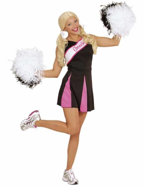 Cheerleader Kostüm für Damen in Schwarz und Rosa