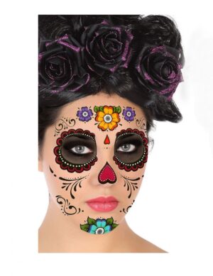 Día de los Muertos-Gesichtstattoos Make-up bunt