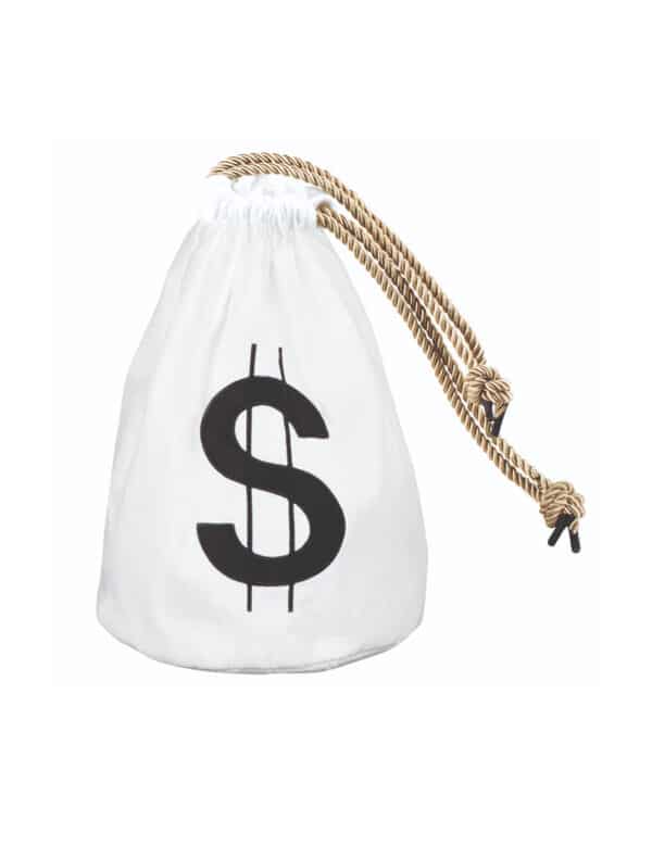 Geldsack Dollar-Zeichen weiss 29 x 20 cm