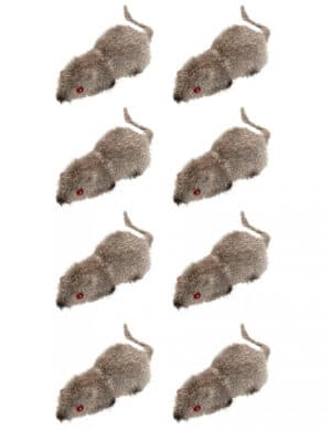 Haarige Mäuse Halloween Deko 8er-Set grau 5cm