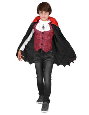 Halloween Vampir-Kostüm für Jungen schwarz-weiss-rot