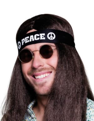 Hippie-Kopfband Peace-Stirnband schwarz-weiss 92cm
