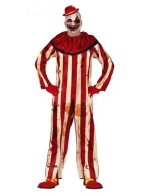 Horror-Clown-Kostüm für Herren Halloween-Kostüm rot-beige