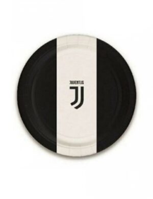Juventus-Pappteller klein Tischdeko 8 Stück schwarz-weiss 18cm