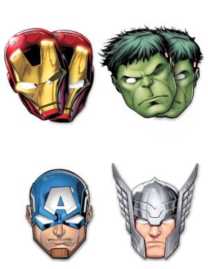 Kostümaccessoire Kinder-Augenmasken Avengers 4 Stück rot-grün-blau-silber