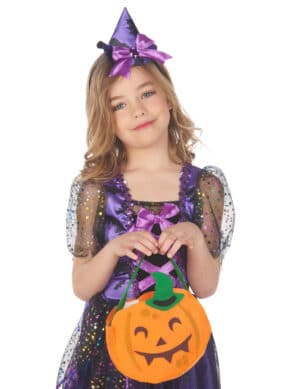 Kürbistasche für Kinder Happy-Halloween orangefarben-grün