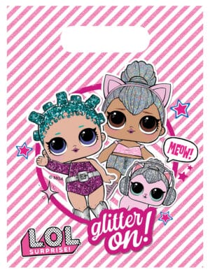 LOL-Partytüten für Geschenke Kindergeburtstag 6 Stück rosafarben 23 x 16 cm