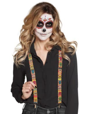 Mexikanische Hosenträger Día de los Muertos Halloween-Accessoire bunt
