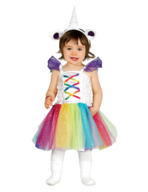 Niedliches Regenbogen-Einhorn Babykostüm bunt