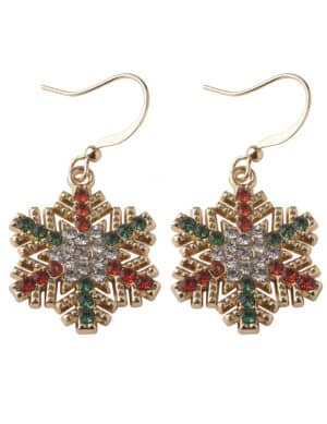 Ohrringe Weihnachtsflocken Kostüm-Accessoire goldfarben