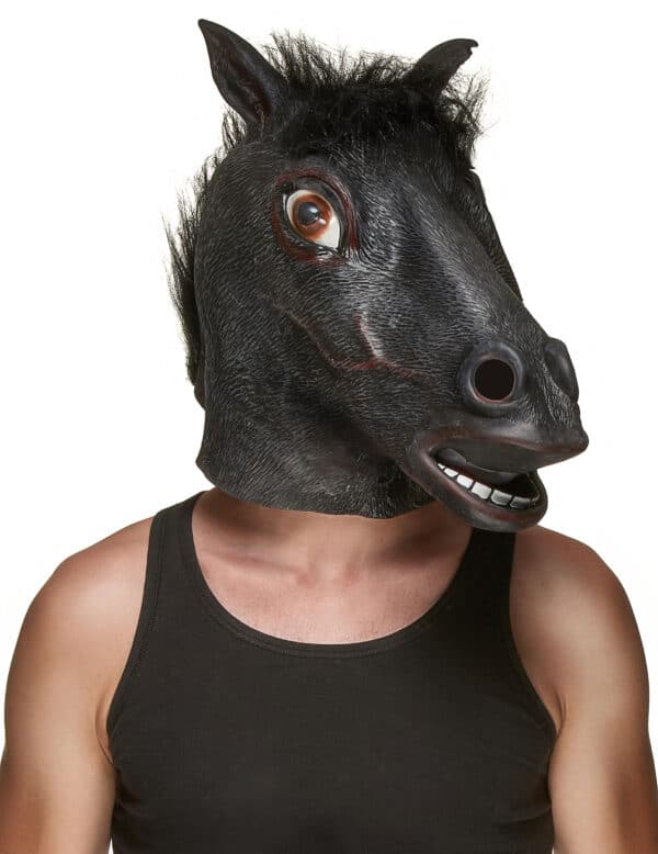 Pferdekopf-Maske schwarz-braun