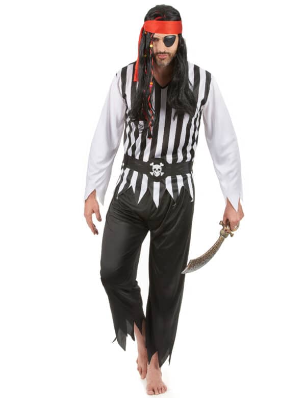 Pirat Kostüm Totenkopf schwarz-weiss