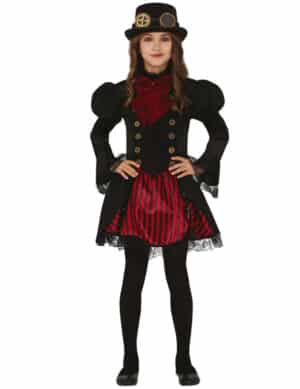 Steampunk-Kostüm für Mädchen Faschingskostüm schwarz-rot