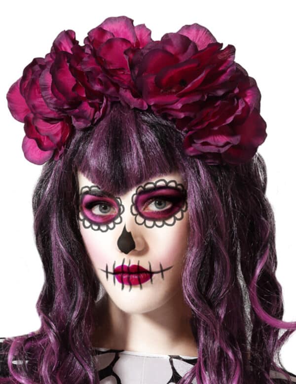 Tag der Toten-Blumenkrone Halloween-Accessoire rot