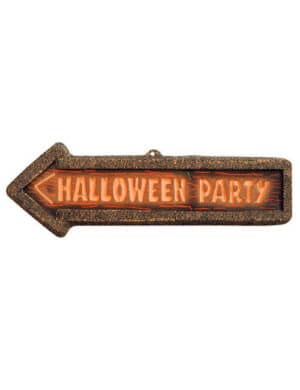 Wegweiser Schild Halloween-Party Deko braun-orange 56x17cm