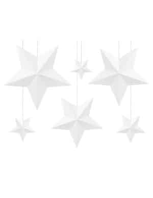 Weihnachtssterne-Set Hängedeko 7-teilig weiß 12 x 11