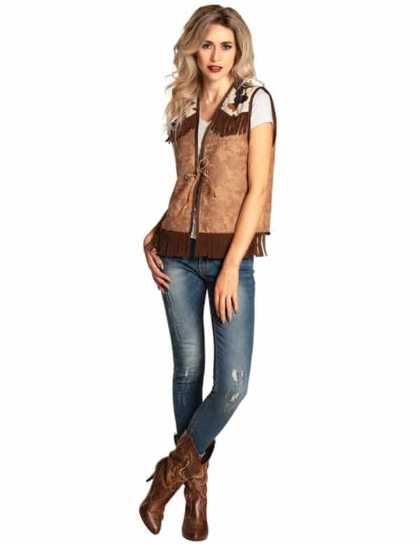 Wilde Cowgirl-Weste für Damen braun-beigefarben