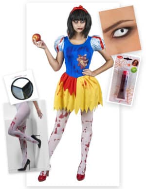 Zombie-Prinzessin Kostümset Halloween 5-teilig blau-gelb